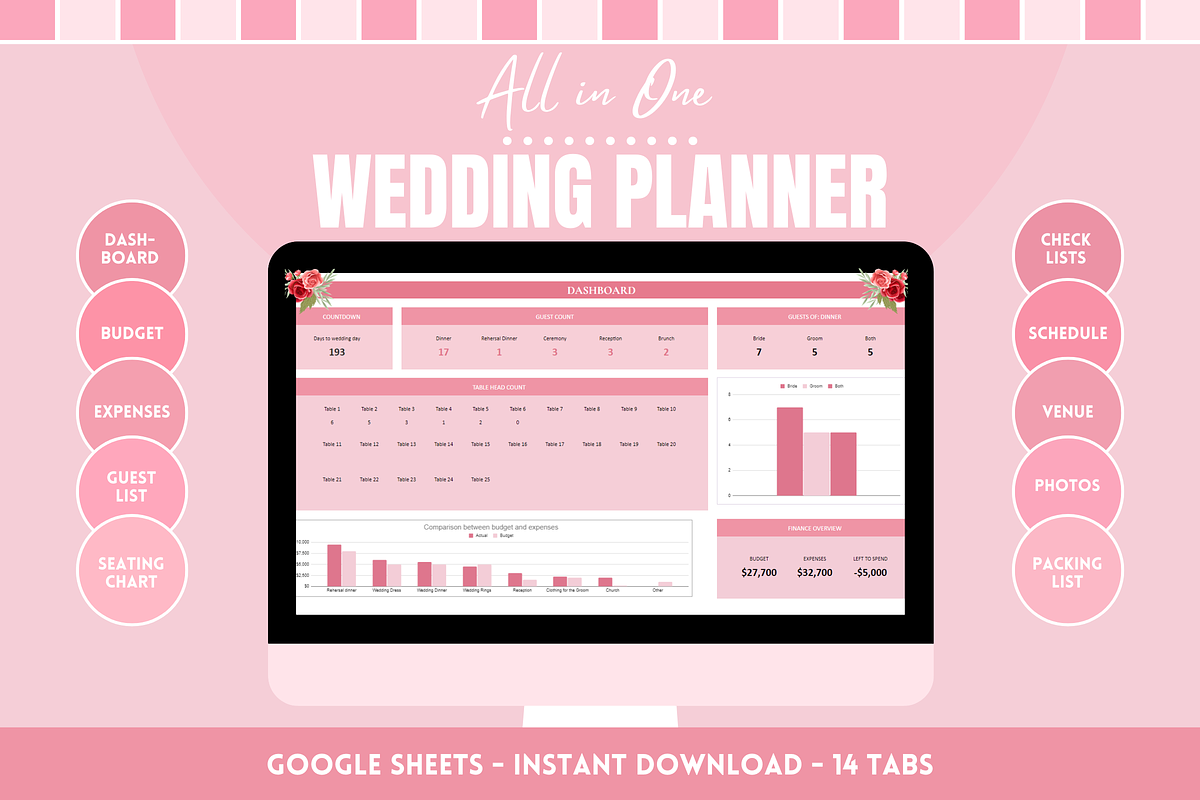 Wedding Planner Spreadsheet, a Templates & Theme by SunshineStudioBoutique (Photo 1 of 10)
