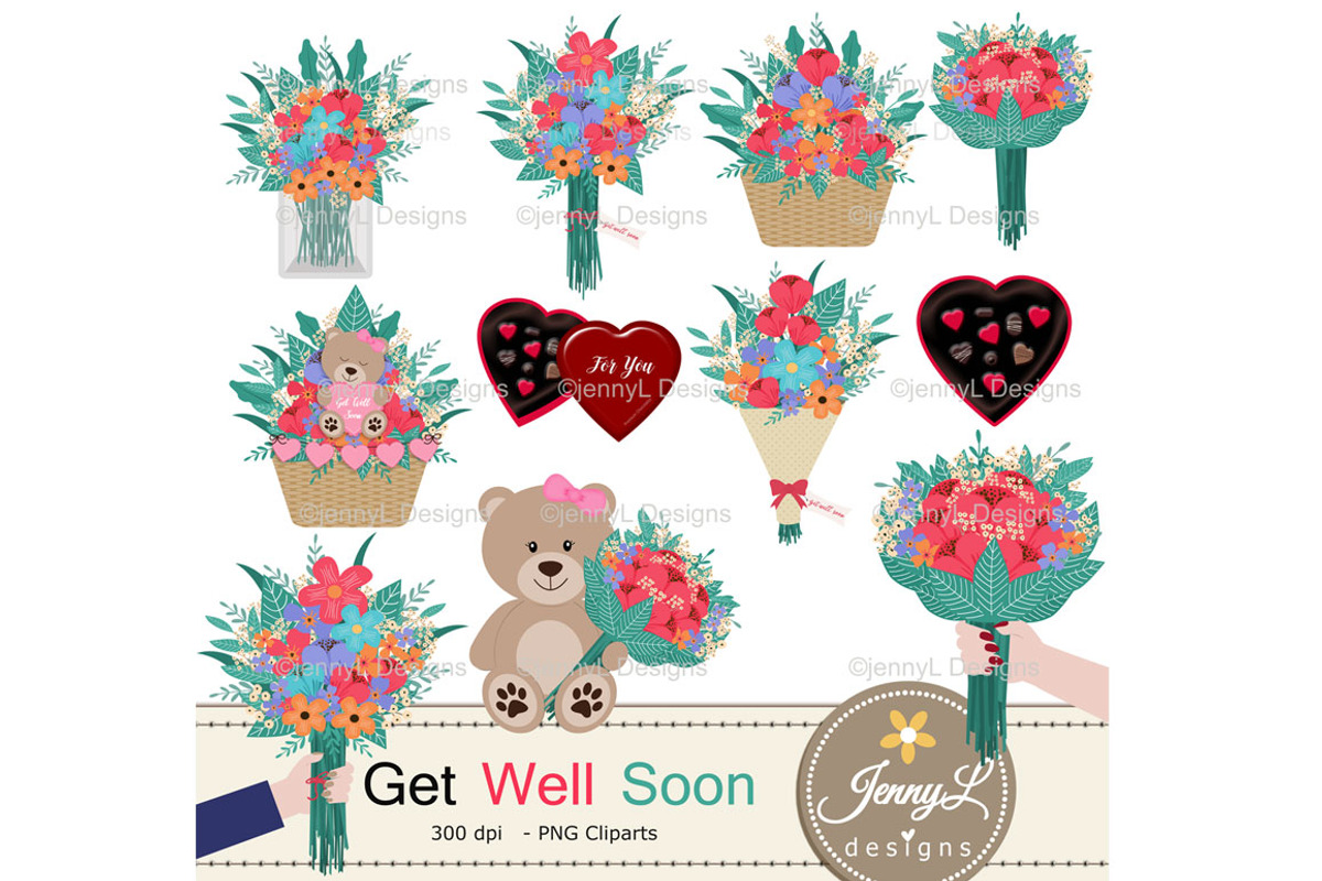 Get Well Soon Digital Papers Clipart, a Pattern Graphic by JennyL Designs (Photo 2 of 9)