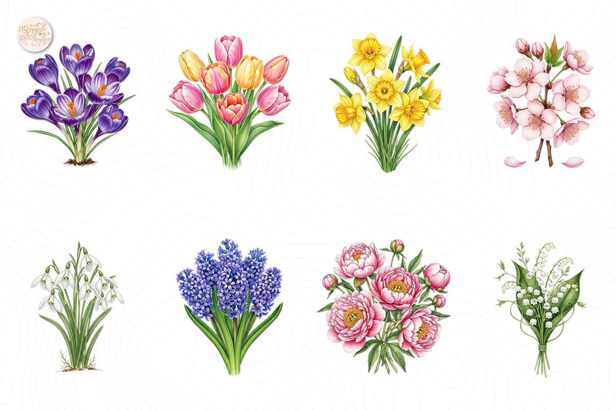Spring Flower PNG Clipart Watercolor, an Object Illustration by KennedyStudio (Photo 2 of 4)