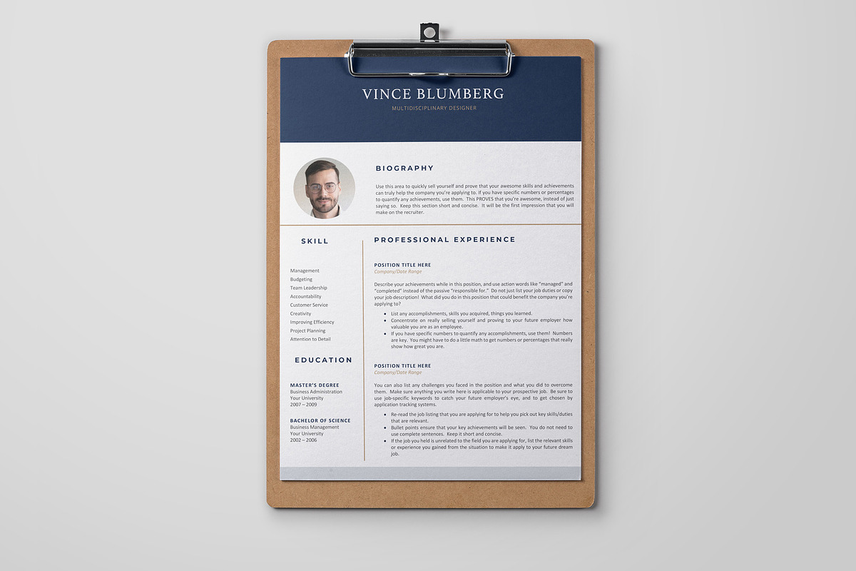 4 Page Resume/CV Template - Vince, a Resume Template by OpulentStu (Photo 2 of 5)