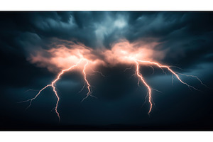 Dramatic lightning bolts striking, an Illustration by Sergey Kotenev