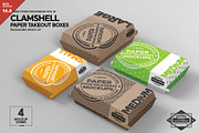 Paper Clamshell Takeout Boxes Mockup, a Packaging Mockup by INCDesign (Thumbnail 1 of 9)