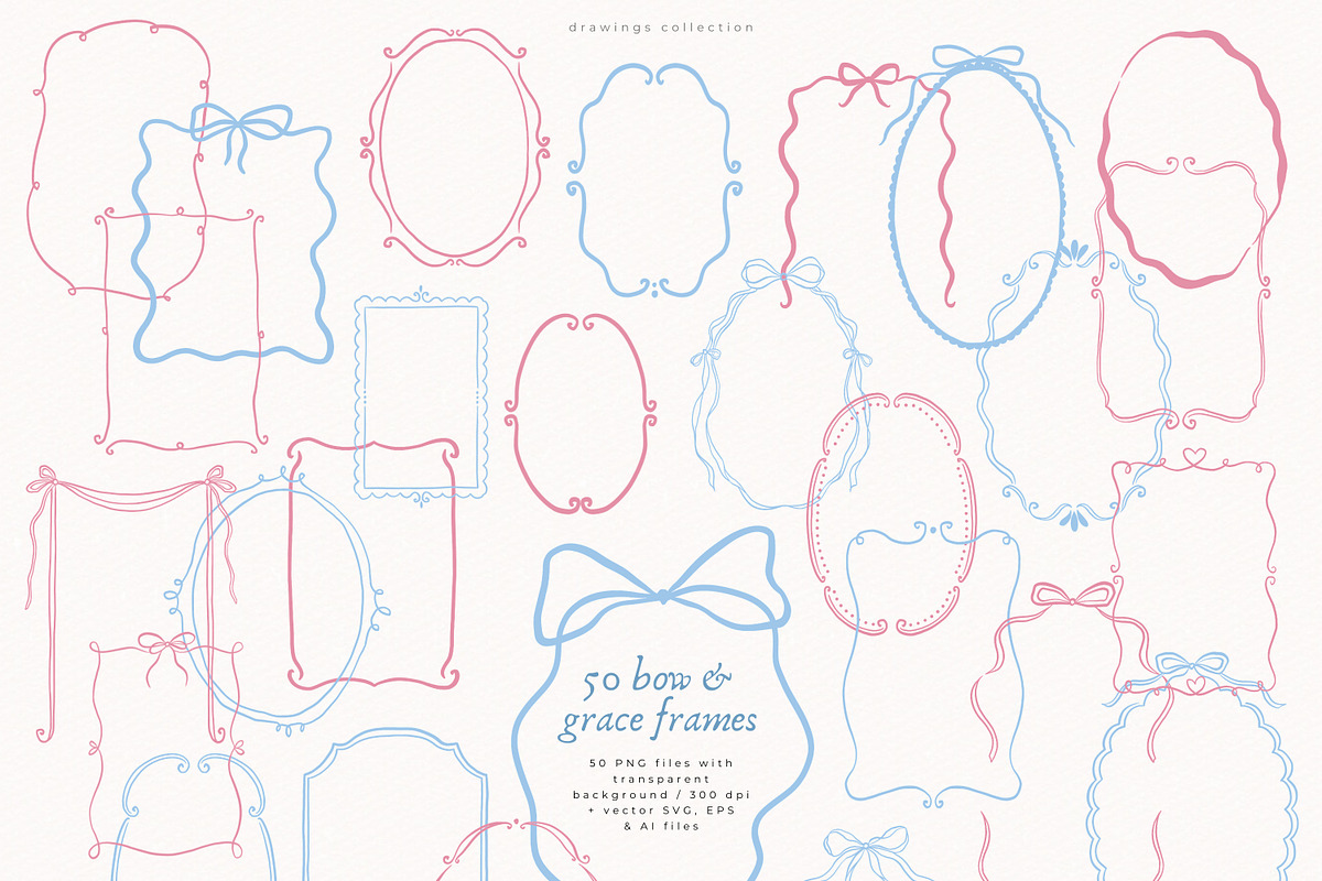 50 Bow & Grace Frames, a Decorative Illustration by PeDe Designs (Photo 5 of 9)