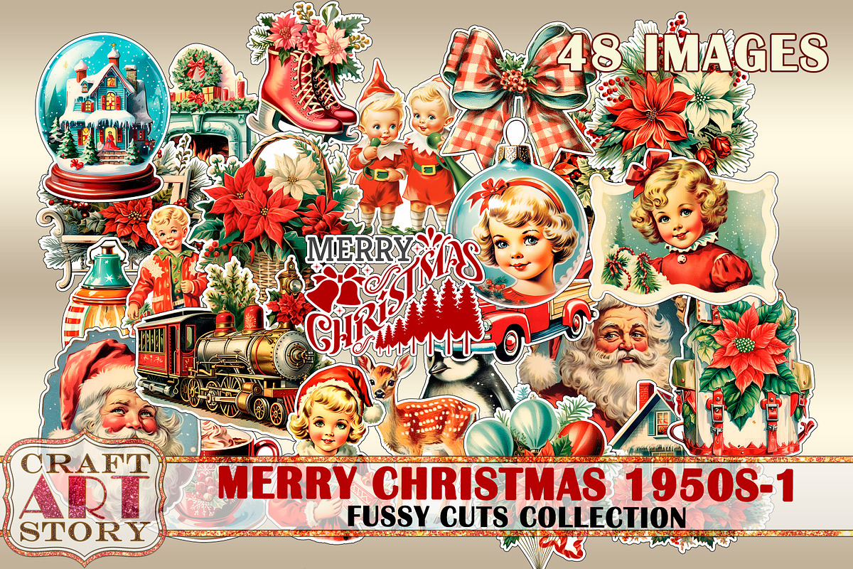Merry Christmas Fussy-1 Cuts, an Animal Illustration by CraftArtStory (Photo 1 of 6)