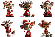 Cute Christmas Reindeer Clipart, an Illustration by DreamArtGraphic (Thumbnail 4 of 4)