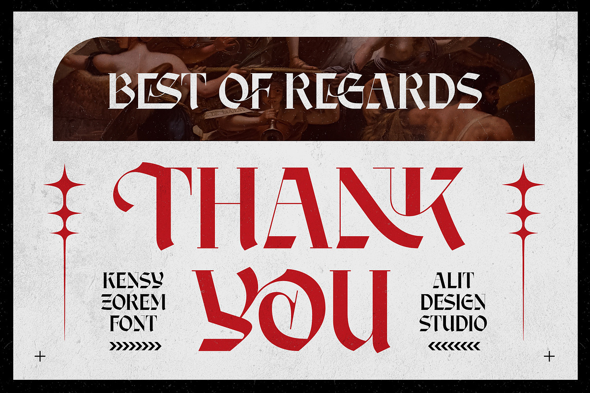 Kensy Zorem Typeface, a Blackletter Font by alit design (Photo 20 of 20)