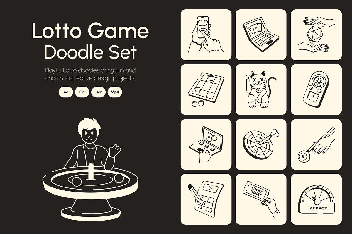 Animated Lotto Game Doodle, an Outline Icon by Vectors Market (Photo 1 of 5)