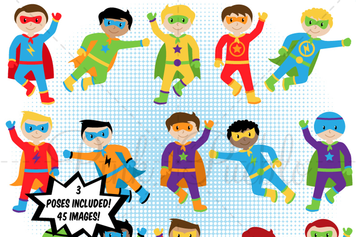 Boy Superhero Clipart & Vectors, an Illustration by PinkPueblo (Photo 3 of 3)
