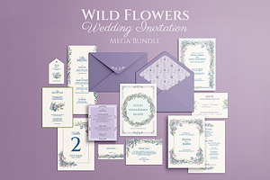 Wildflowers Wedding Invitation, an Invitation Template by SabaIslam.Studio