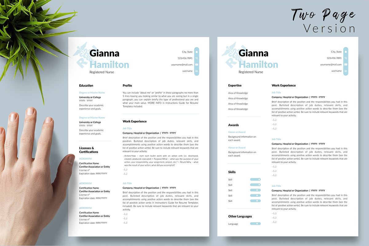 Nurse Resume Design / CV - Gianna, a Resume Template by Templates Design Co. (Photo 3 of 17)