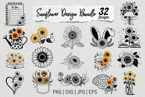 Sunflower SVG PNG Design Bundle, an Illustration by Actual Pixel