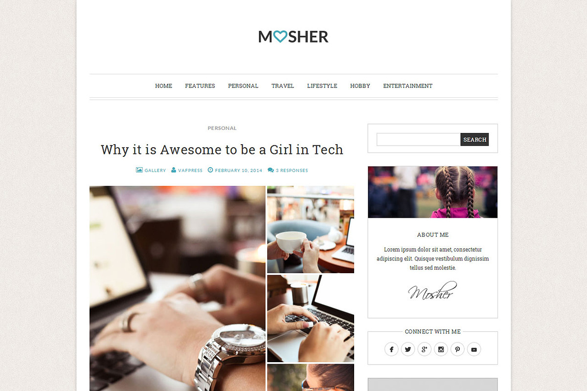 Mosher - A Beautiful Personal Blog, a WordPress Template by Vafpress (Photo 3 of 5)
