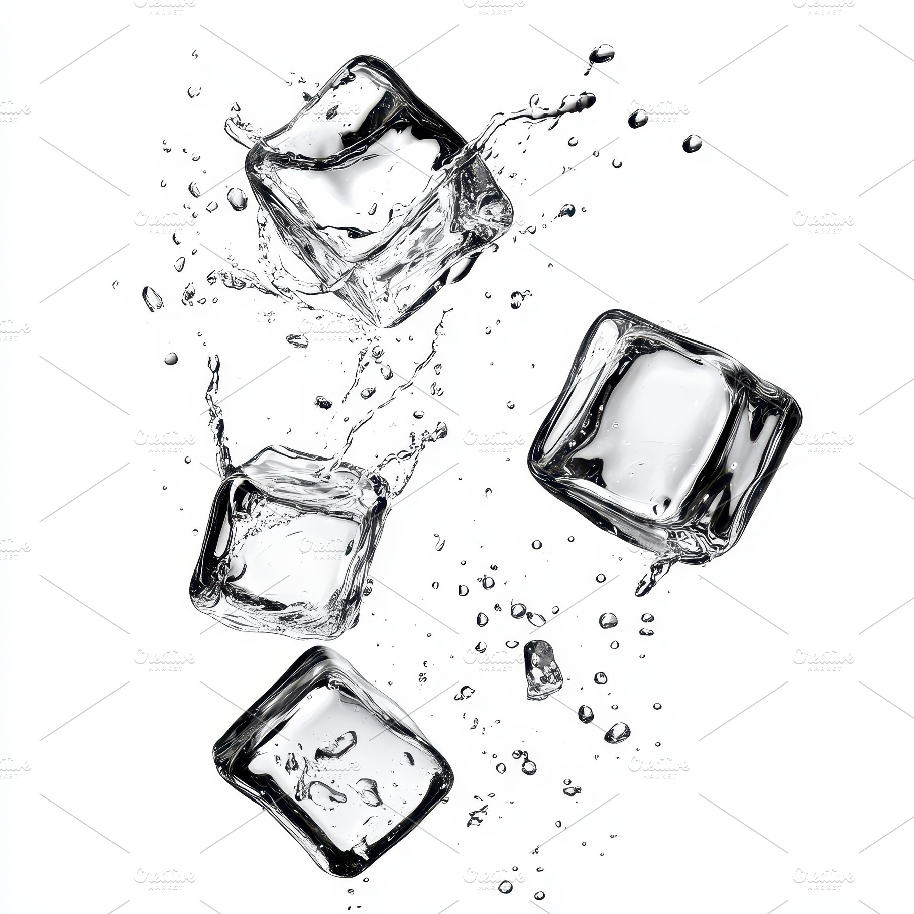 Ice Cubes Splashing Water Crystal Cl, an Abstract Photo by Pixeness Studio