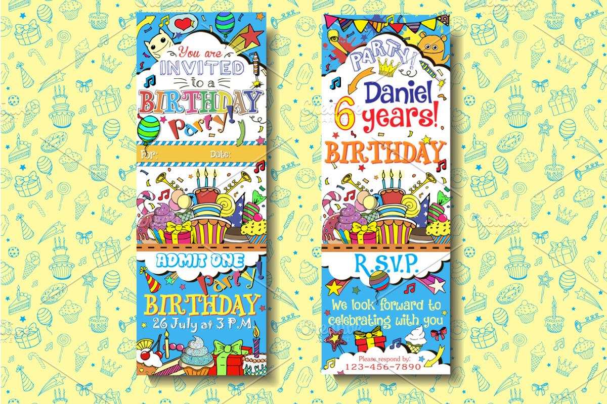 Kids Birthday Pass Invitations, an Invitation Template by SiberianArt