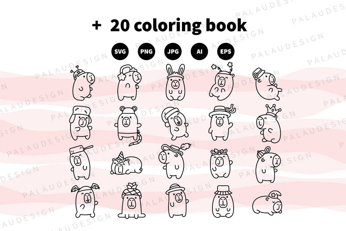 Capybara Hat Costume Clipart Set, an Animal Illustration by Palau (Photo 9 of 10)