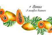 Papaya clipart in botanical style, a Food Illustration by Navenzeles (Thumbnail 4 of 12)
