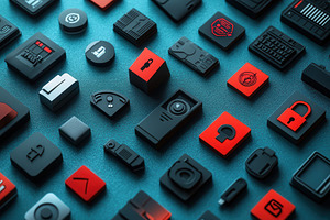 Collection of modern flat design ico, a Photo by Tanuart