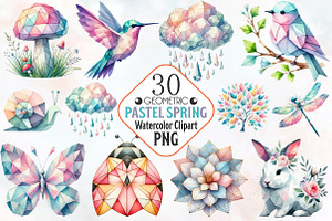 Mega Geometric Pastel Spring Clipart, an Illustration by RobertsArt