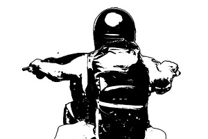 Person at motorcycle traveling, a Transportation Illustration by DanFLCreativo