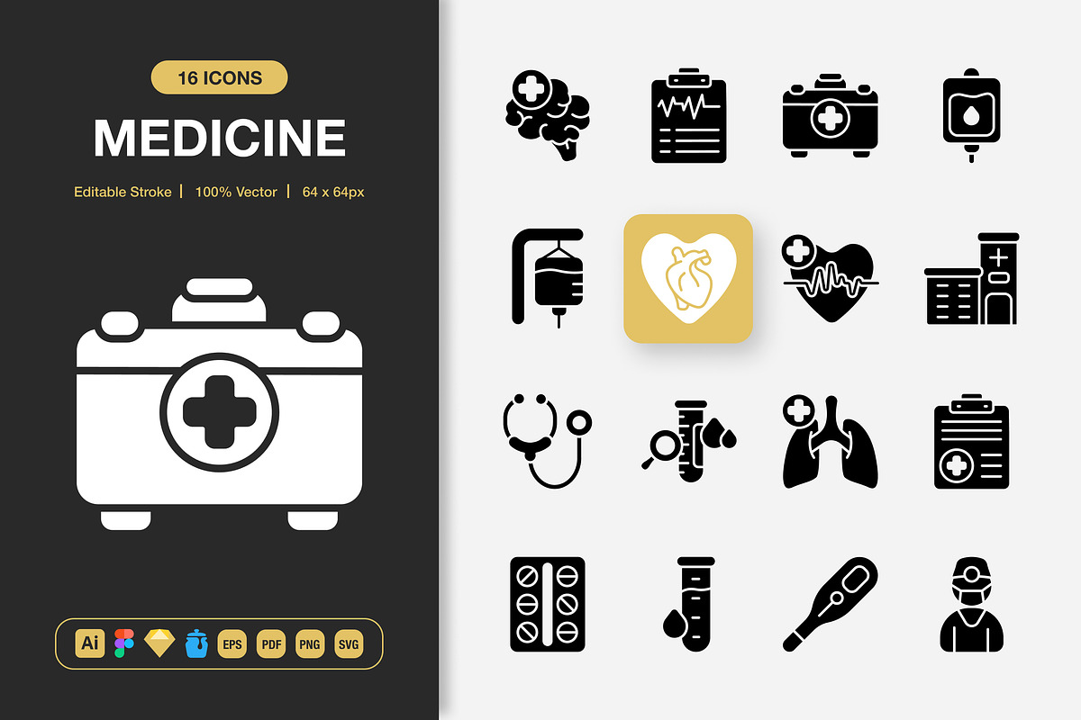 Medicine Solid Icons, a Solid Icon by Spacepixel Creative