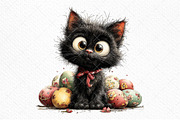 Whimsical Easter Black Cat Clipart, an Illustration by Craft Nest (Thumbnail 9 of 11)