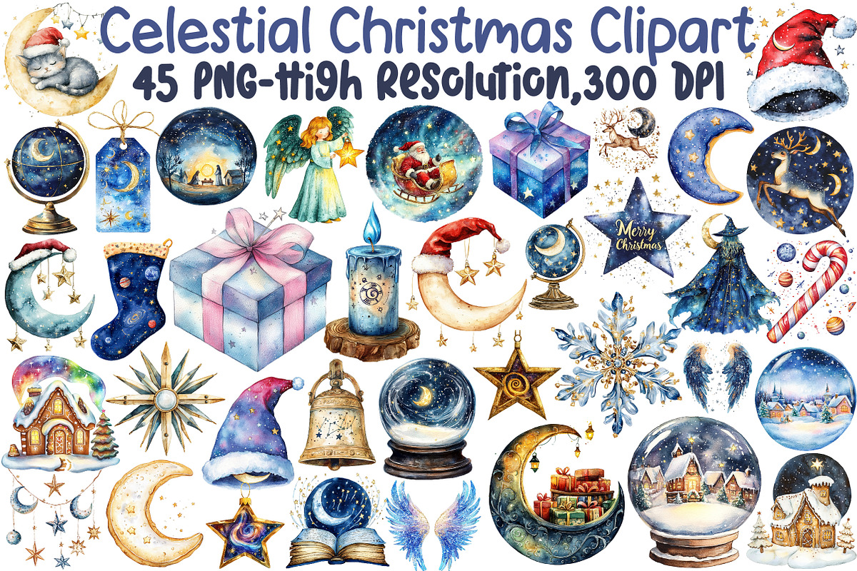 Celestial Christmas Clipart, an Illustration by Sublimation Artist (Photo 1 of 6)