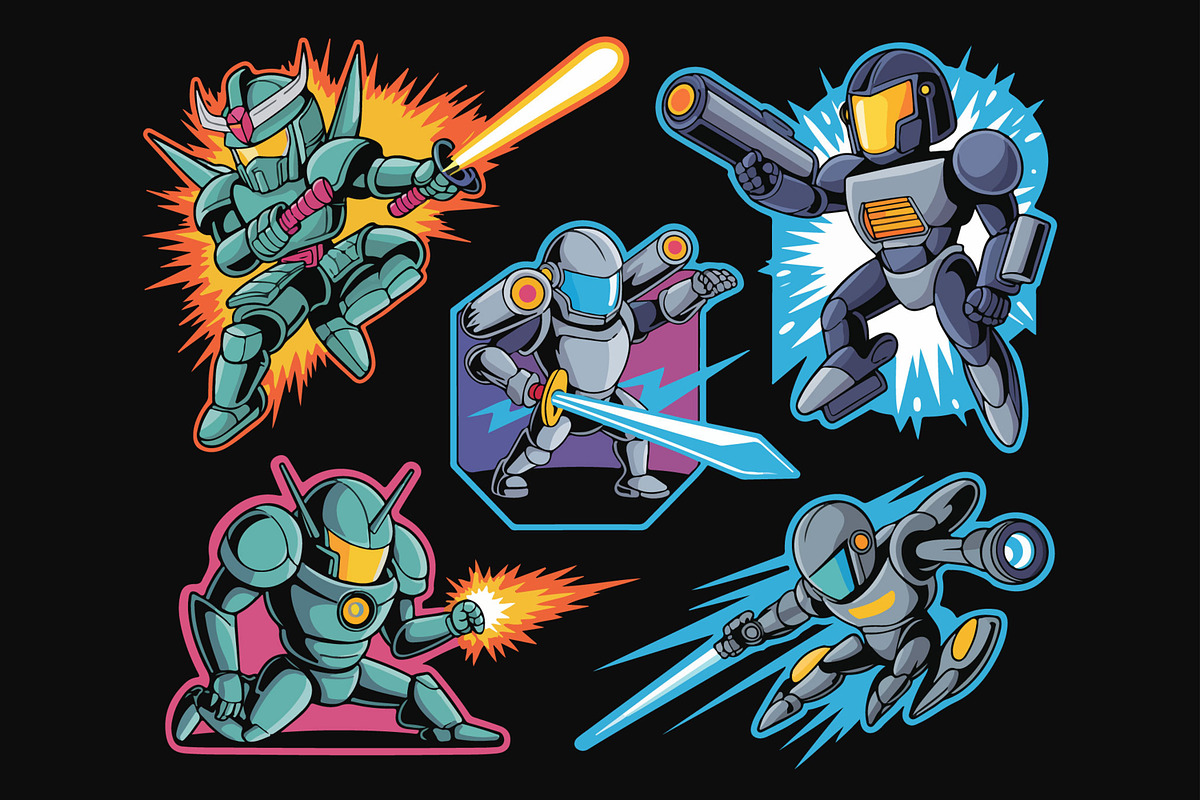 Robot Warrior Sticker Design, an UI Kit Template by MightyDesign (Photo 1 of 6)