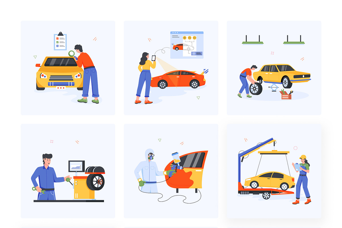 Car Service Illustrations, a Transportation Illustration by Vectors Market (Photo 7 of 9)