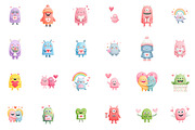 Cute Monster Valentines Clipart, an Illustration by Sublimation Artist (Thumbnail 2 of 6)