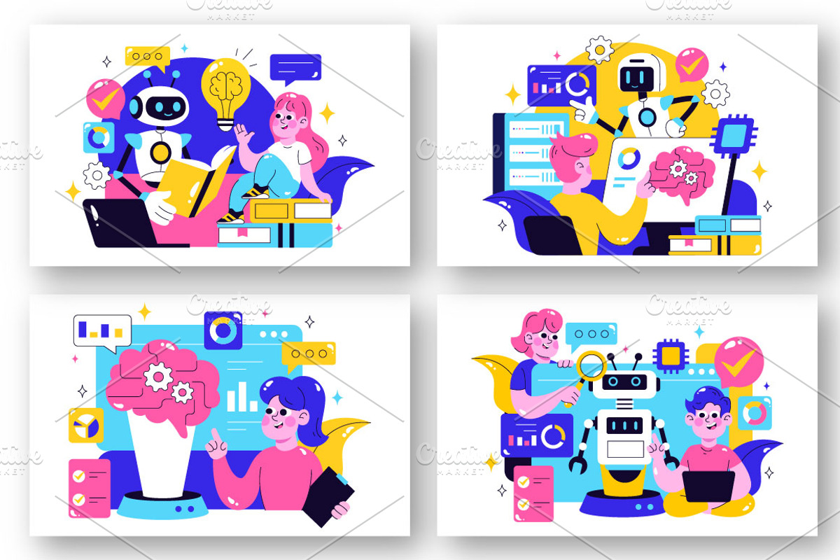 10 Machine Learning Illustration, a Technology Illustration by denayunebgt (Photo 3 of 4)