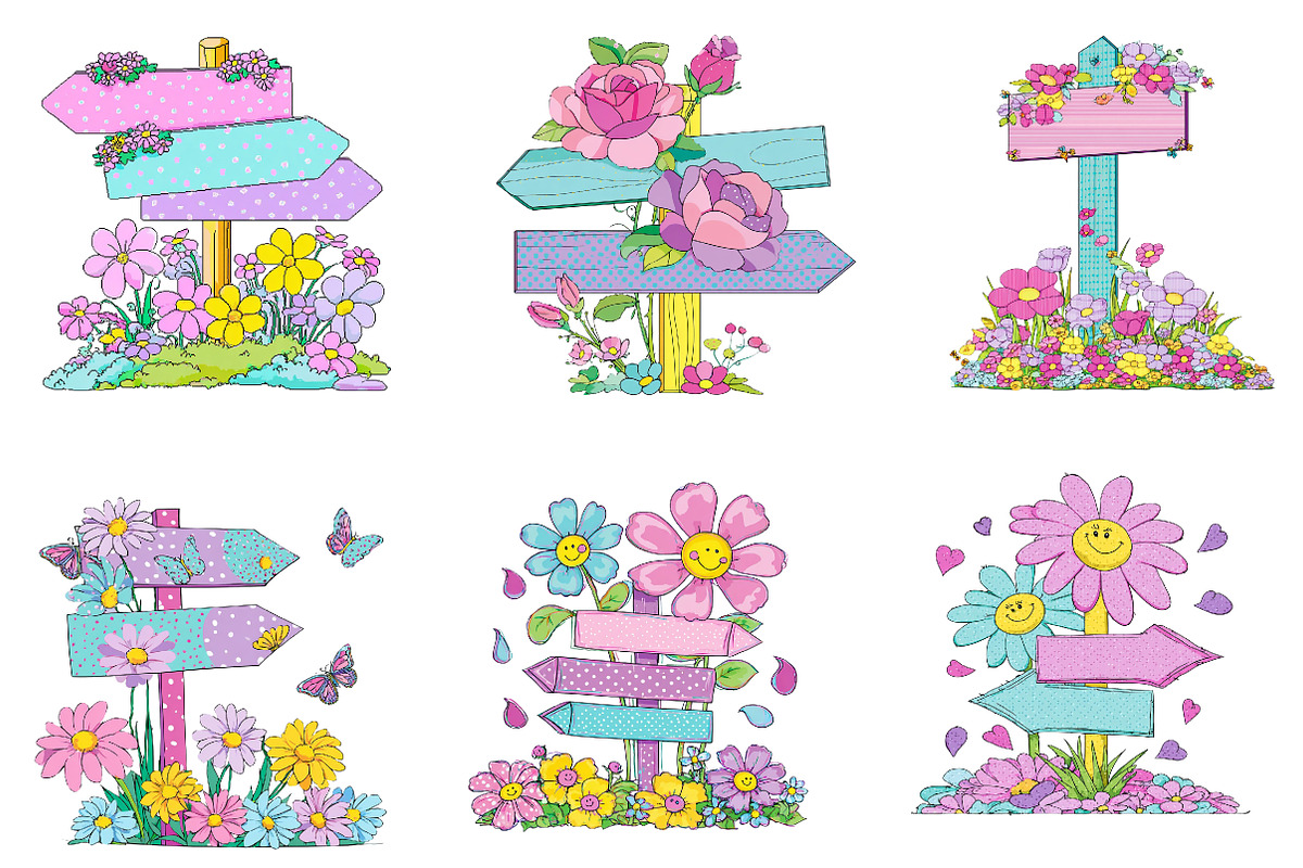 Flowers Spring Singpost Clipart, an Illustration by Dream Creation (Photo 3 of 5)