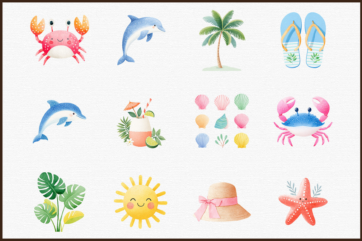Summer Watercolor Clipart Set, an Illustration by Sublimation Artist (Photo 3 of 6)