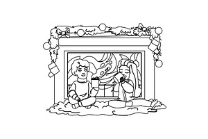 fire hot chocolate fireplace vector, a Food Illustration by pikepicture