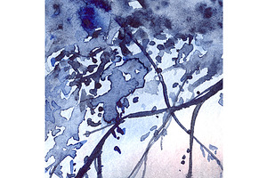 Watercolor Navy Blue Foliage Texture