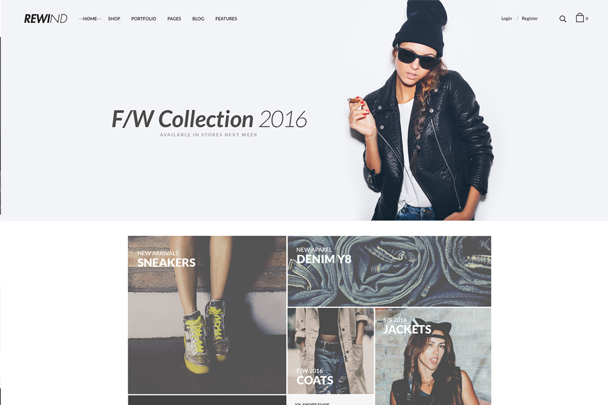Rewind-eCommerce Fashion Bootstrap, a Bootstrap Template by IwThemes (Photo 2 of 8)