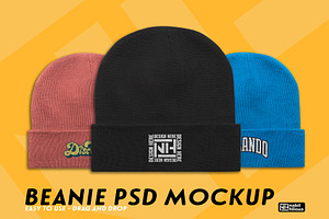 Beanie Mockup PSD Hat Template