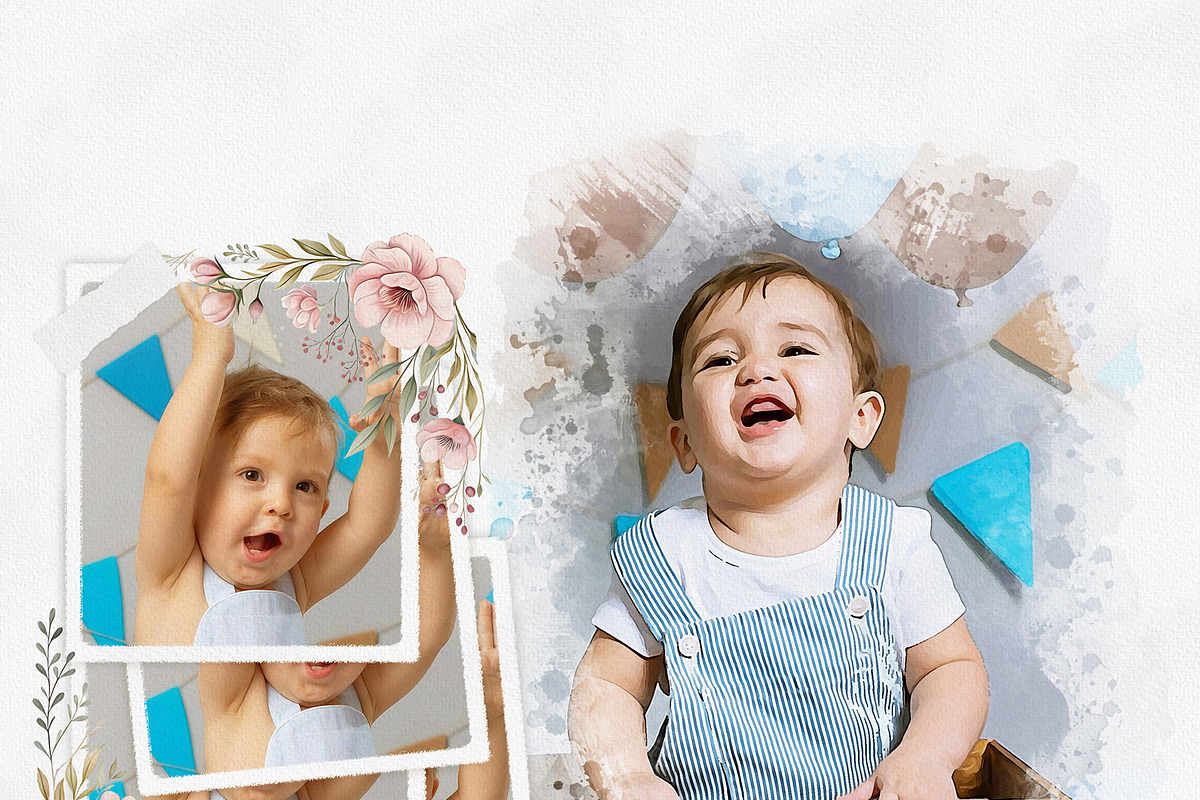 Watercolor Photo Collage Template, an Action Add-On by MRI STUDIO (Photo 9 of 12)