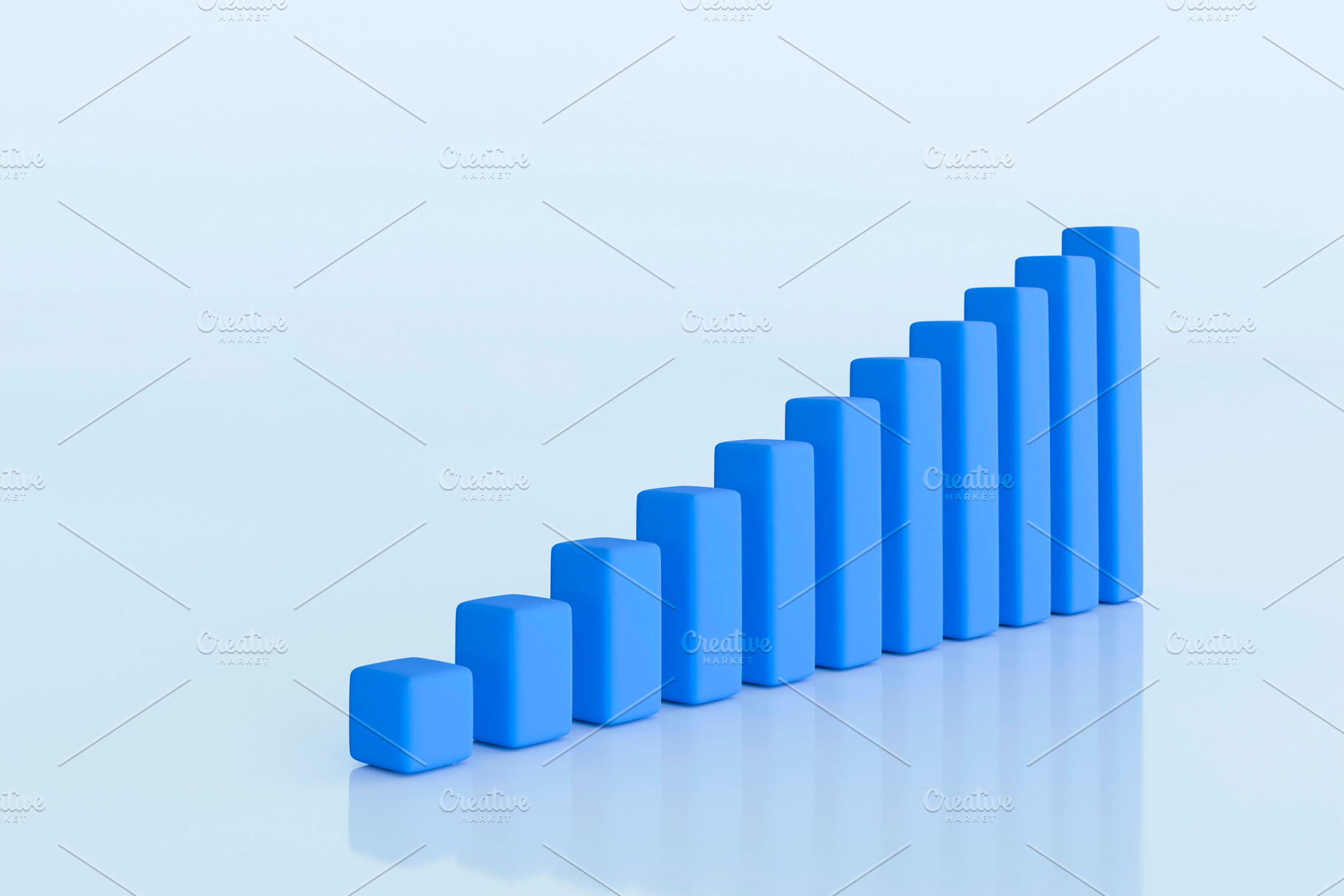 Minimal 3D Blue Bar Chart on Light Background – Growth Concept, a Business Photo by RF Images