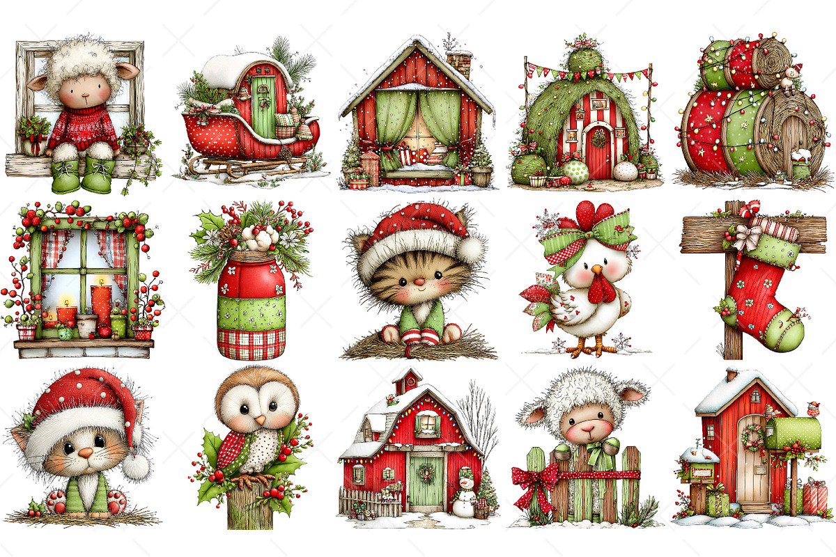 Cozy Barn Christmas Clipart Png, an Illustration by Craft Nest (Photo 4 of 6)