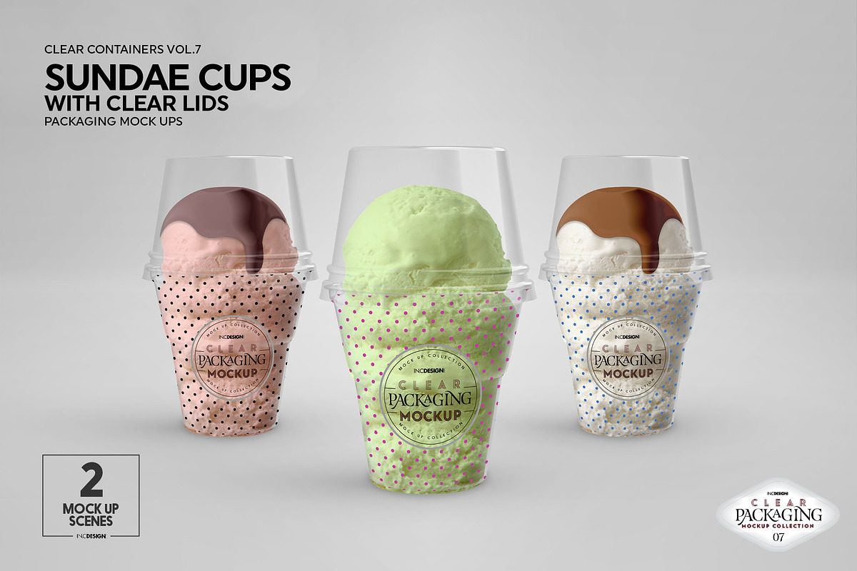Clear Sundae Cups with Lids Mockup, a Cups & Container Mockup by INCDesign (Photo 9 of 14)