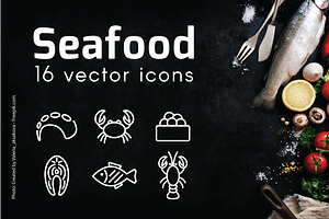 SEA FOOD - Vector Line Icons