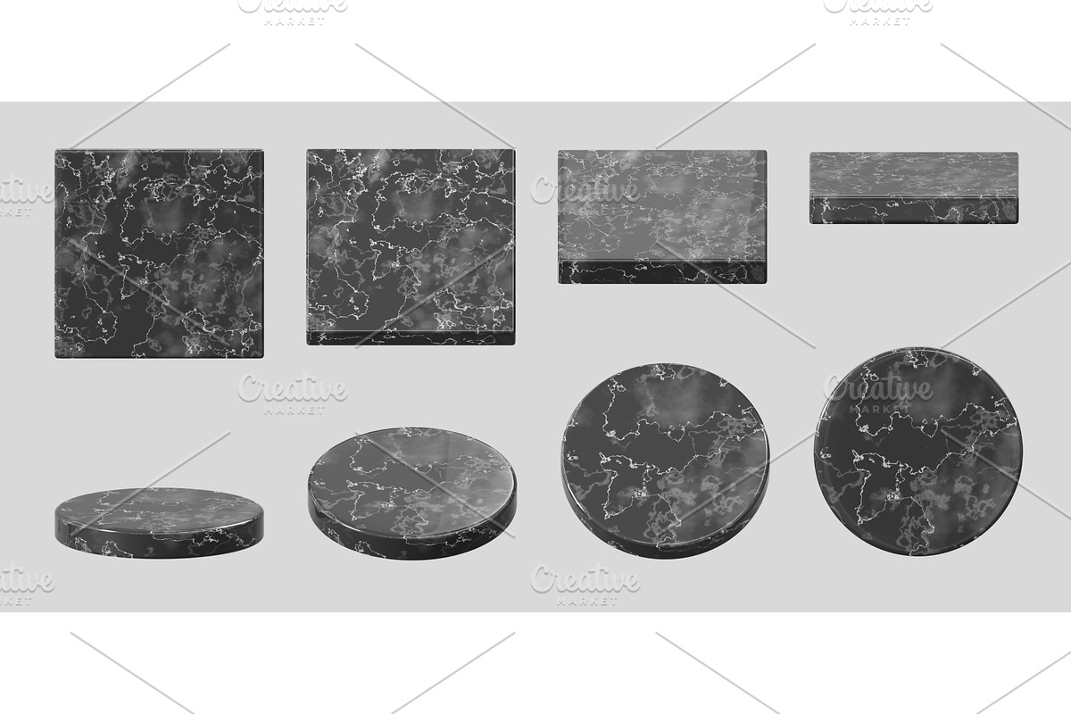 Black marble pedestals, round and, an Object 3D Model by Marozhkastudio