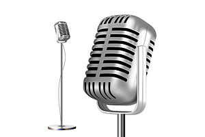 Retro Metal Microphone With Stand, an Object Graphic by pikepicture