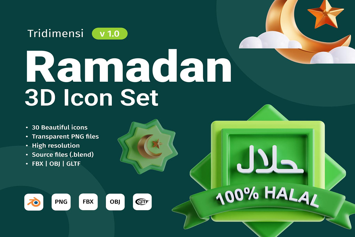 3D Ramadan Icon Set, a Food & Drink 3D Model by Lumina_ui_ux202 (Photo 1 of 8)