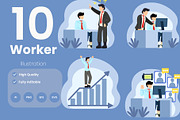Office Worker Illustration Pack, an Illustration by baii09 (Thumbnail 1 of 4)