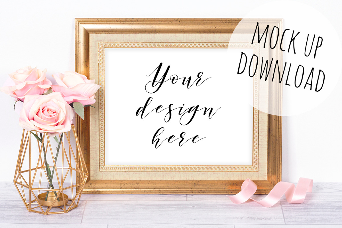 Gold Frame Mockup Landscape, a Print Template by Pixomize (Photo 1 of 2)