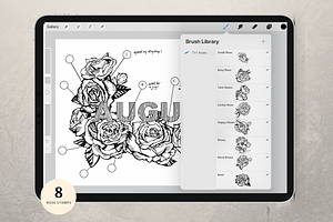 Procreate Tattoo Rose Stamps Floral