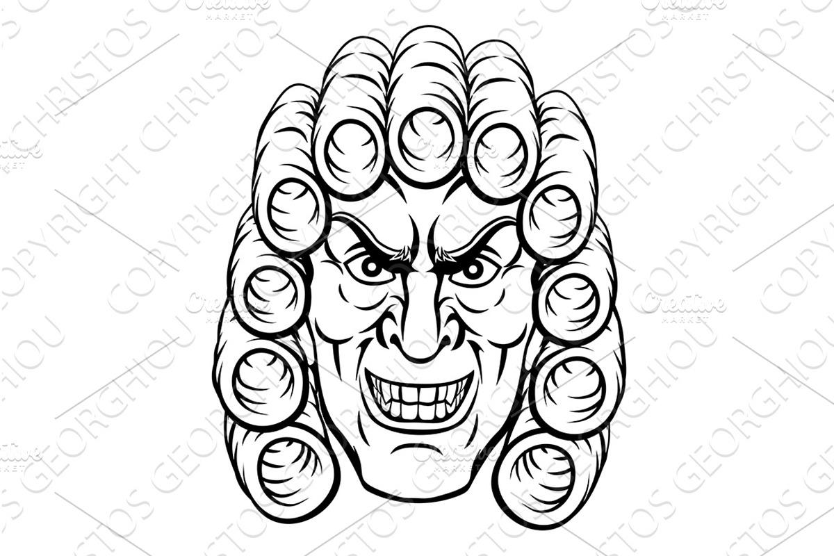 Scary Judge Cartoon Character, a Person Illustration by Christos Georghiou