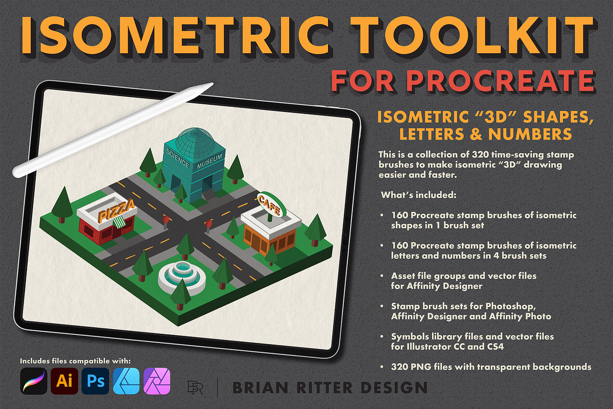 Isometric Toolkit, a Brush Add-On by Brian Ritter Design (Photo 1 of 11)