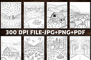 Autumn Landscape Coloring Book, a Seasonal Illustration by Design Station (Thumbnail 2 of 5)